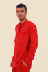 Shirt in cotton slub with high collar with slit